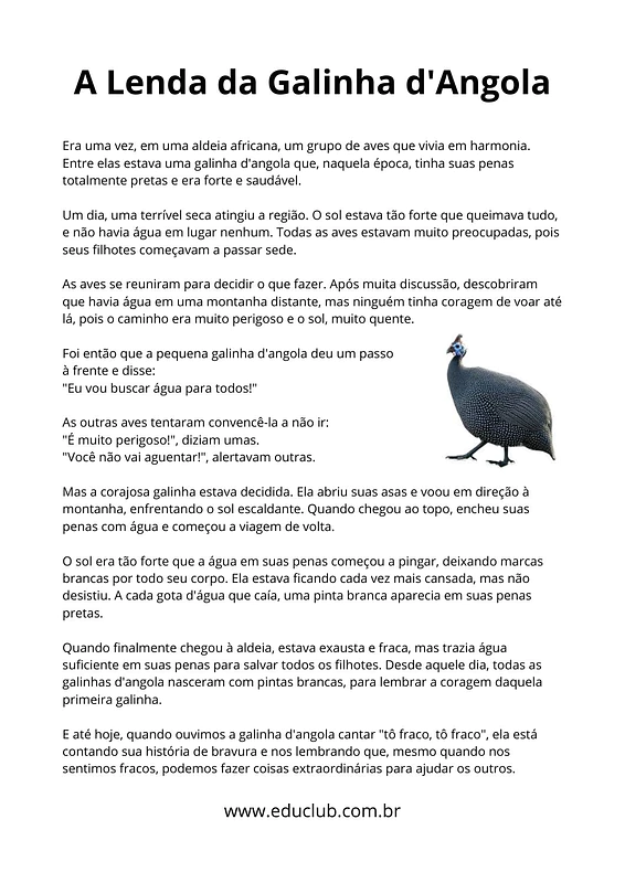 Lenda da galinha d'angola | Educlub